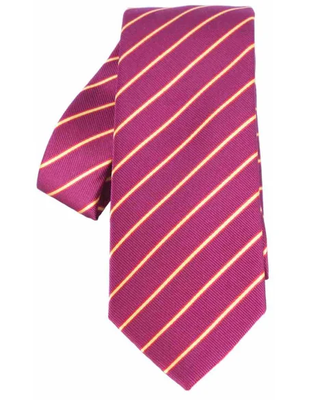 Corbata Bandera España Raya Fina - Burdeos