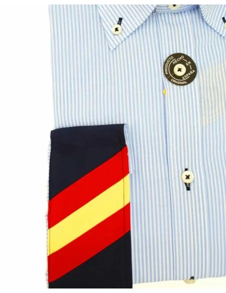 Camisa Hombre 500 Rayas Celeste