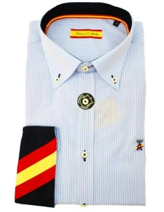 Camisa Hombre 500 Rayas Celeste 2