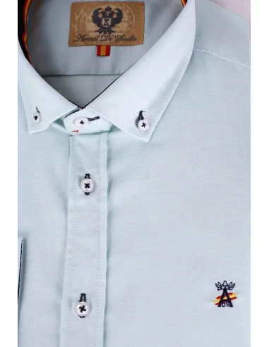 Camisa Hombre Oxford Verde Bandera España
