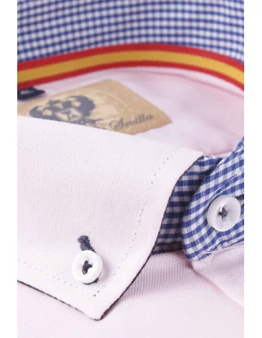 Camisa Hombre Oxford Rosa Bandera España
