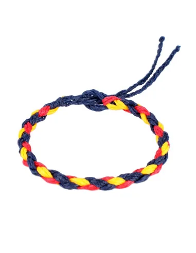 Pulsera Hilo Encerado Azul Trenzado con la Bandera España