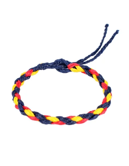 Pulsera Hilo Encerado Azul Trenzado con la Bandera España