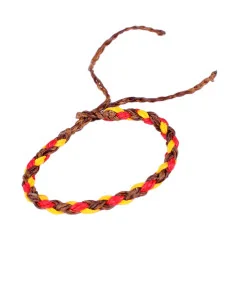 Pulsera Hilo Encerado Marrón Trenzado con la Bandera España