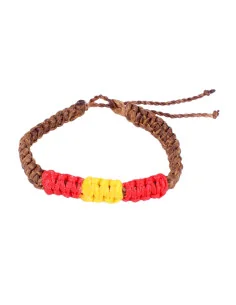 Pulsera Hilo Encerado Marrón Bandera España Grande en Medio