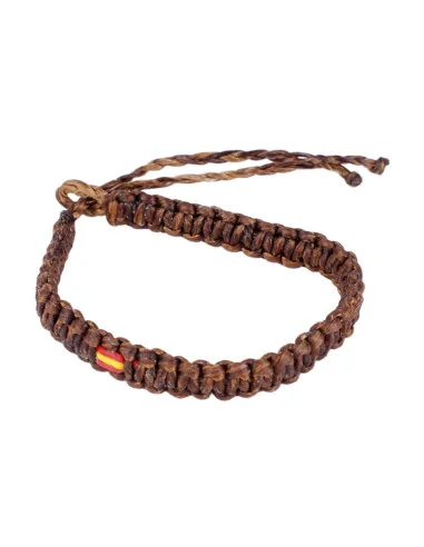 Pulsera Hilo Encerado Marrón Bandera España Pequeña