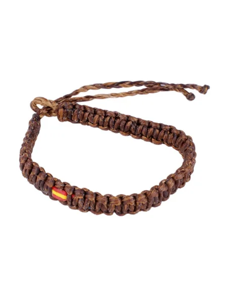 Pulsera Hilo Encerado Marrón Bandera España Pequeña