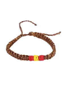 Pulsera Hilo Encerado Marrón Bandera España en Medio
