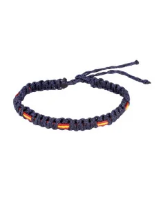 Pulsera Hilo Encerado Azul con Banderas España Pequeñas
