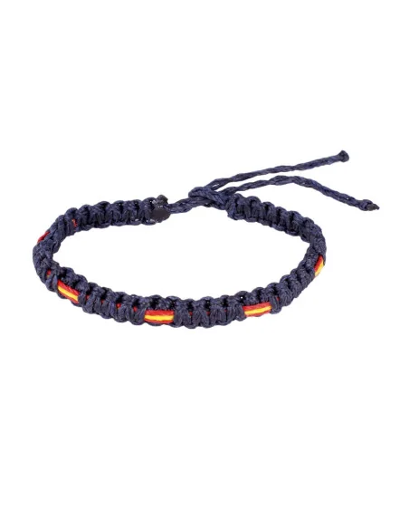 Pulsera Hilo Encerado Azul con Banderas España Pequeñas
