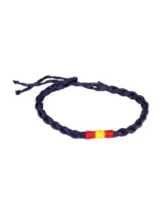 Pulsera Hilo Encerado Trenzado Azul Bandera España en Medio