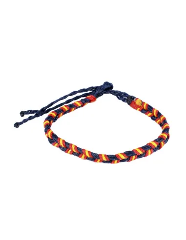 Pulsera 2 Cordones Hilo Encerado Azul con la Bandera España