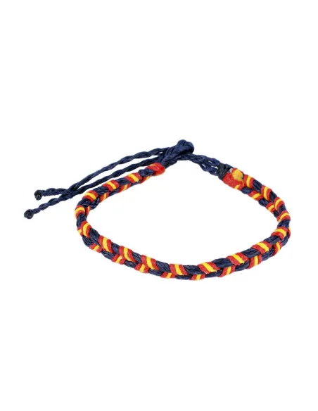 Pulsera 2 Cordones Hilo Encerado Azul con la Bandera España