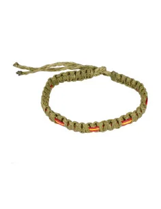 Pulsera Hilo Encerado verde con Banderas España Pequeñas