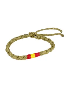 Pulsera Hilo Encerado Trenzado Verde Bandera España en Medio
