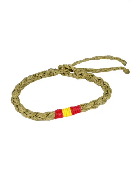 Pulsera Hilo Encerado Trenzado Verde Bandera España en Medio