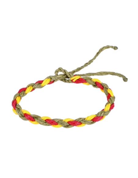 Pulsera Hilo Encerado Verde Trenzado con la Bandera España
