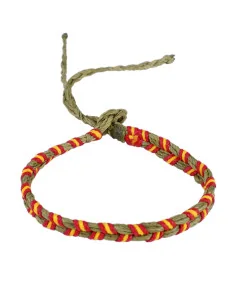 Pulsera 2 Cordones Hilo Encerado verde con la Bandera España