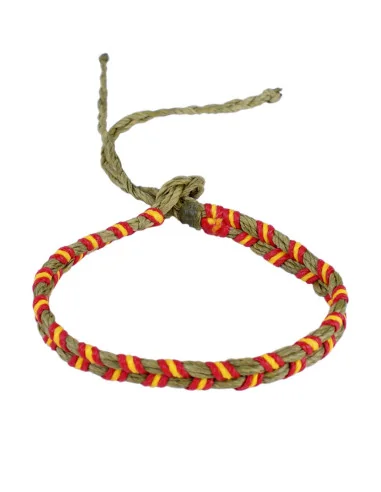 Pulsera 2 Cordones Hilo Encerado verde con la Bandera España