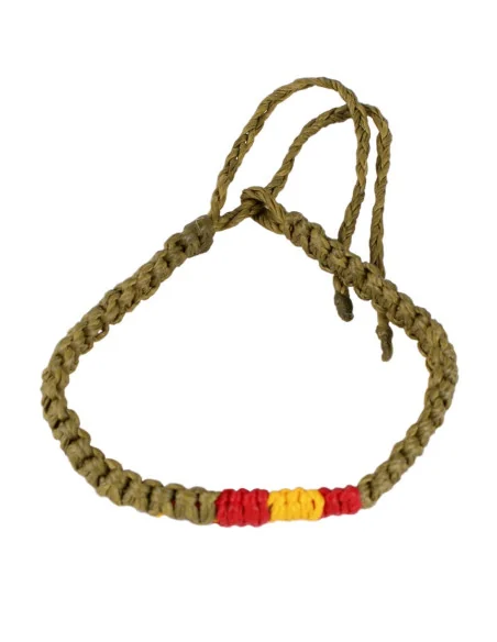 Pulsera Hilo Encerado Verde Bandera España en Medio