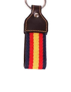 Llavero Loneta Azul Marino con Cuero Bandera España 2