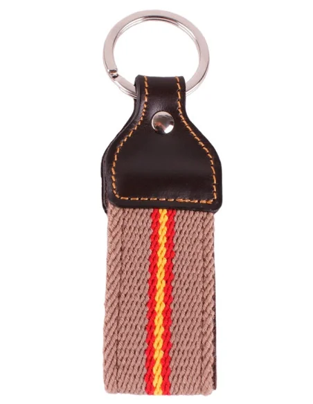 Llavero Loneta Beige y Cuero Bandera España