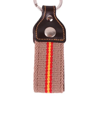 Llavero Loneta Beige y Cuero Bandera España