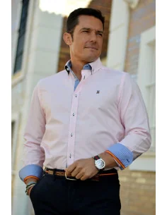 Camisa Hombre Oxford Rosa Bandera España