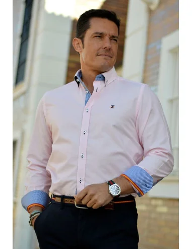Camisa Hombre Oxford Rosa Bandera España