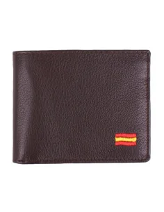 Cartera de Piel Marrón Bandera España