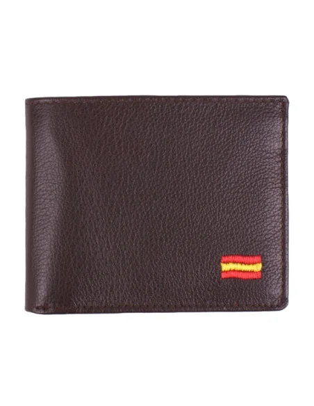 Cartera de Piel Marrón Bandera España
