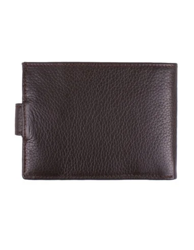 Cartera de Piel Marrón Bandera España con Bolsillo