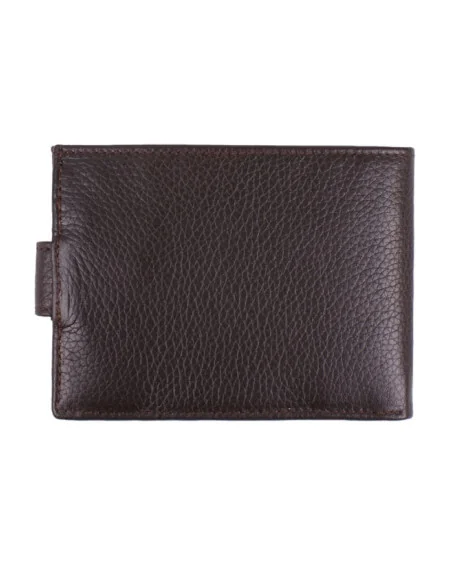 Cartera de Piel Marrón Bandera España con Bolsillo