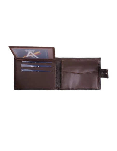 Cartera de Piel Marrón Bandera España con Bolsillo