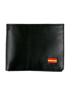 Cartera de Piel Negra Bandera España