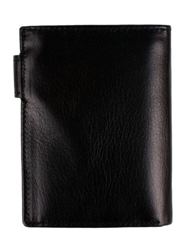 Cartera de Piel Negra Bandera España con Bolsillo