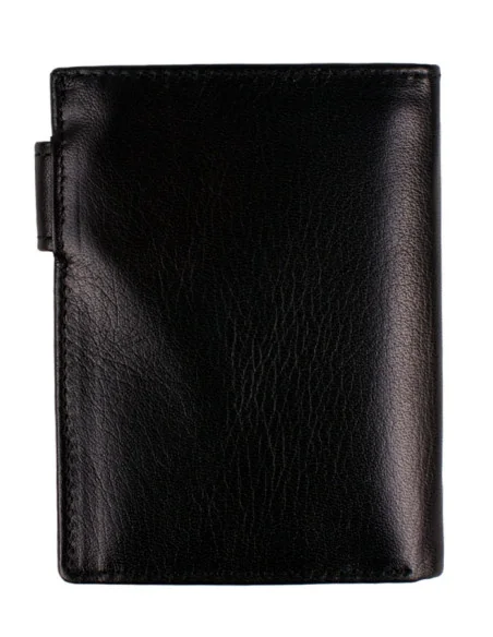 Cartera de Piel Negra Bandera España con Bolsillo