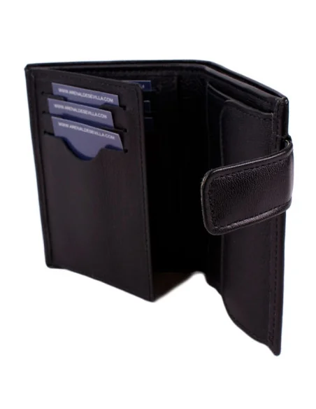 Cartera de Piel Negra Bandera España con Bolsillo