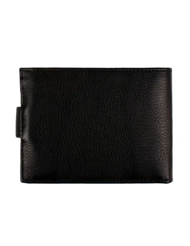Cartera de Piel Negra Bandera España con Bolsillo