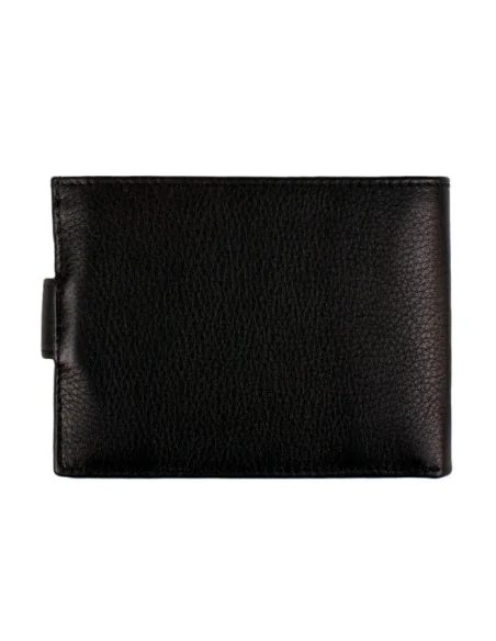 Cartera de Piel Negra Bandera España con Bolsillo