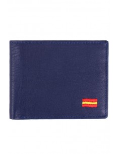 Cartera de Piel Azul Bandera España