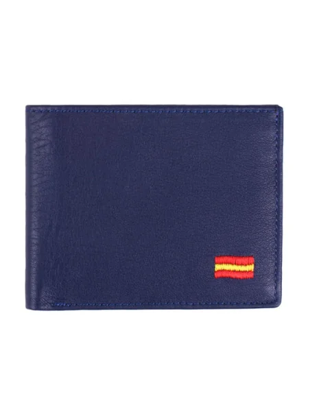 Cartera de Piel Azul Bandera España