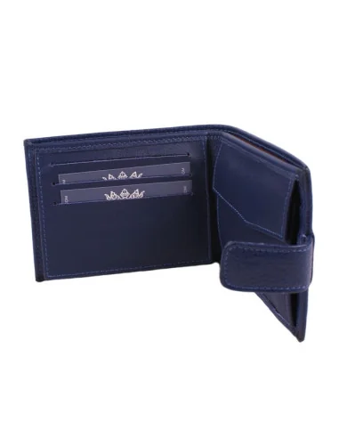 Cartera de Piel Azul Bandera España con Bolsillo