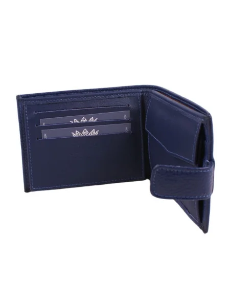 Cartera de Piel Azul Bandera España con Bolsillo