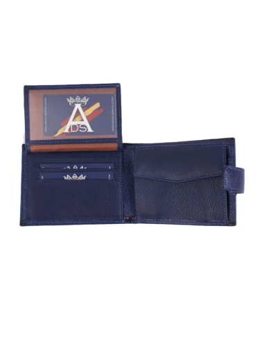Cartera de Piel Azul Bandera España con Bolsillo