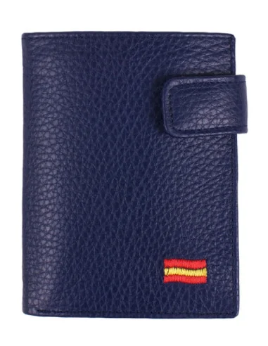 Cartera de Piel Azul Bandera España con Bolsillo