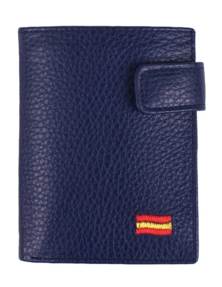 Cartera de Piel Azul Bandera España con Bolsillo
