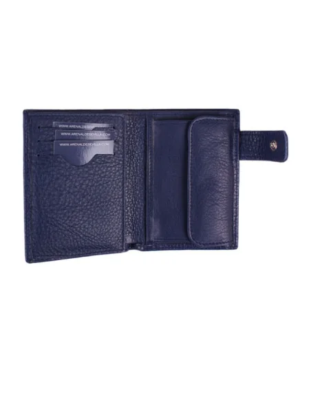 Cartera de Piel Azul Bandera España con Bolsillo