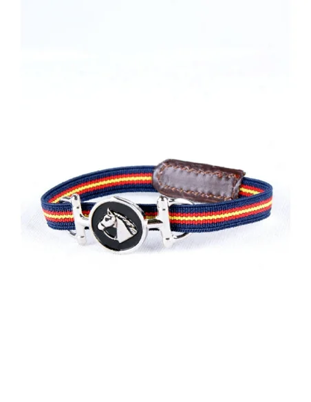 Pulsera Elástica Azul Bandera España con Adorno Caballo