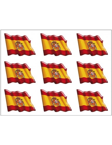 Pack de 9 Pegatinas Bandera España Actual Ondeante con Volumen